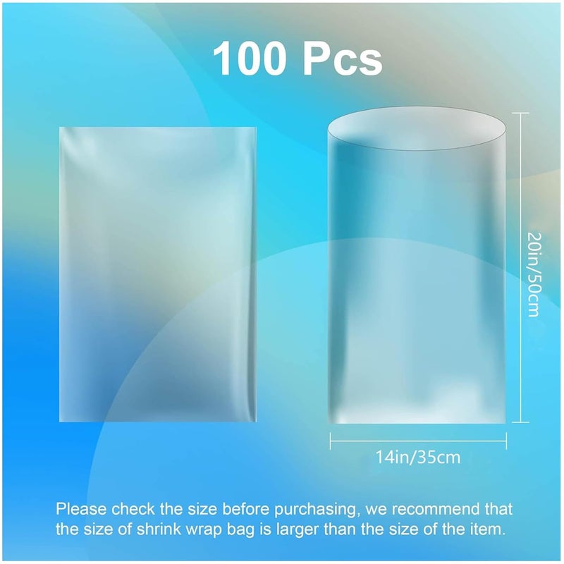 AOUKAR Shrink Wrap Bags - 100 Pcs 14x20 Inch Clear PVC Heat Shrink Bands for Packagaing Soap, Bath Bombs, Candles, Easter Gifts, Jars and Homemade DIY Projects - Image 2